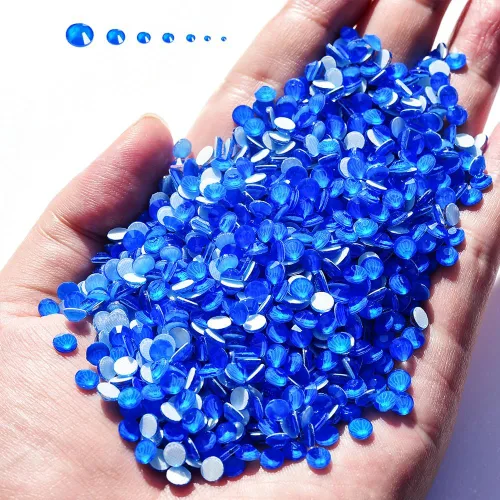 Miniatura 7 de Diamantes de imitación Hotfix, 1440 diamantes de imitación de fijación en caliente para manualidades, ropa, decoración, neón azul, SS10 Azul neón
