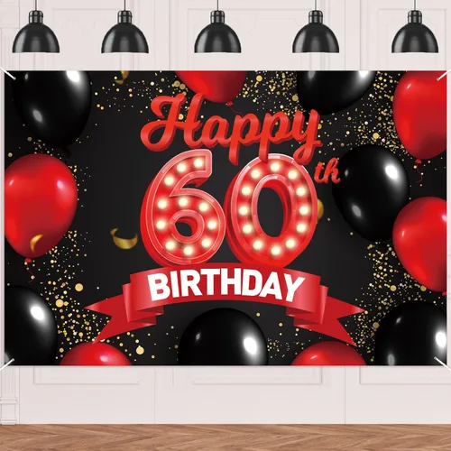Miniatura 81 de Cartel de feliz cumpleaños 15 color rojo y negro, decoración temática de globos para niñas y mujeres, princesas de 15 años, fiesta de cumpleaños