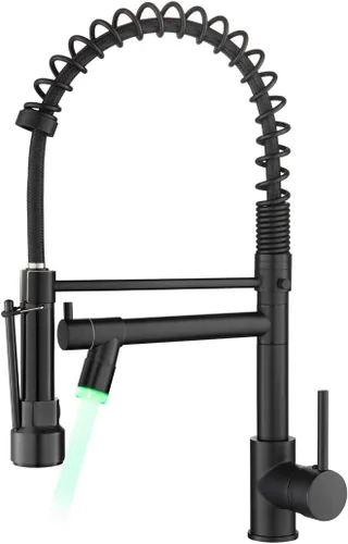 Miniatura 22 de Grifo de cocina negro mate con rociador, AIMADI - Grifo de cocina comercial, de una sola manija, con rociador desplegable de un solo orificio