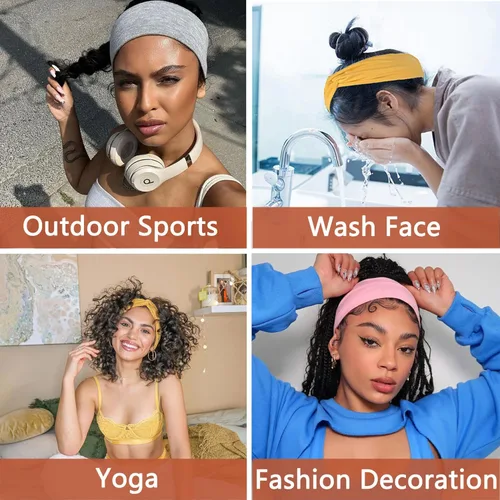 Miniatura 6 de XTREND 6 piezas de diademas para mujer, bandas elásticas cruzadas torcidas, diademas para yoga, entrenamiento, antideslizantes, suaves