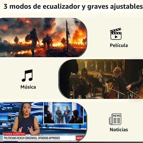 Miniatura 5 de Barra de sonido para Smart TV con subwoofers con cable, altavoces de barra de sonido de TV pequeños de 2.1 canales, sistema de sonido envolvente