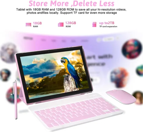 Miniatura 2 de PEICHENG Tablet Android 15.0 de 10 pulgadas, 18 GB de RAM+128 GB ROM+2 TB expandibles, juego de pestañas con teclado/estuche/ratón/lápiz capacitivo
