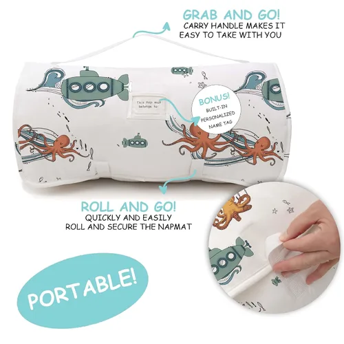 Miniatura 2 de JumpOff Jo - Tapete para siesta extra largo para niños ,saco de dormir para niños con almohada extraíble y manta ultrasuave para preescolar, Tesoro