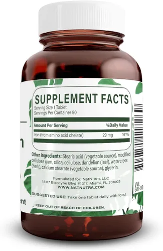 Miniatura 2 de Natural Nutra Suplemento de hierro quelado para hombres y mujeres, salud de las uñas, ayuda a mejorar el nivel de hierro, promueve una absorción