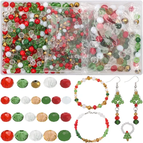 Miniatura 11 de Cuentas de cristal de 4/6/0.315 in, 3 tamaños en total, 1000 cuentas de Briolette Rondelle facetadas con contenedor, cuentas espaciadoras sueltas