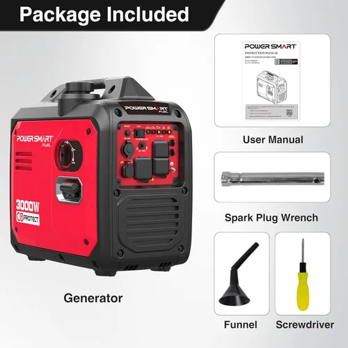 Miniatura 8 de PowerSmart Generador portátil del inversor de 3000 vatios accionado a gas, silencioso para acampar