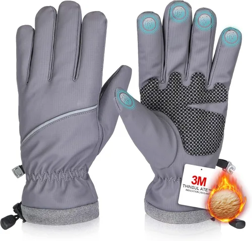 Guantes de invierno impermeables y resistentes al viento para hombres y mujeres, térmicos cálidos para clima frío, agarre de nieve para pantalla