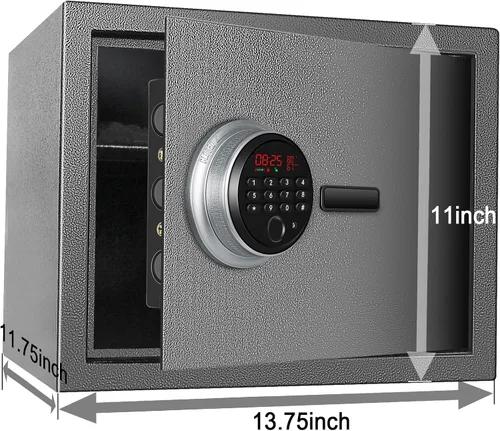 Miniatura 5 de Caja fuerte biométrica, caja fuerte para pistolas con huella dactilar con pantalla de tiempo, humedad y temperatura, perfecta