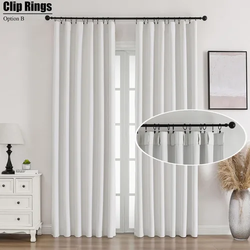 Miniatura 7 de Flyfun Cortinas opacas de 63 pulgadas de largo, juego de 2 paneles, cortinas con aislamiento térmico para sala de estar/dormitorio, bolsillo