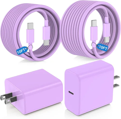 Miniatura 16 de Cargador súper rápido tipo C de 45 W para Samsung Galaxy S25/S24/S23 Ultra, cargador de teléfono USB C Android con cables tipo C de 6 pies/10 pies