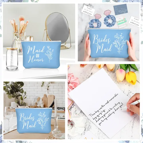 Miniatura 4 de Irenare Juego de 36 Piezas de Regalos de Propuesta de Dama de Honor Set de 6 ¿Serás Mi Dama de Honor? Taza de Vidrio de 16 oz Bolsas de Cosméticos