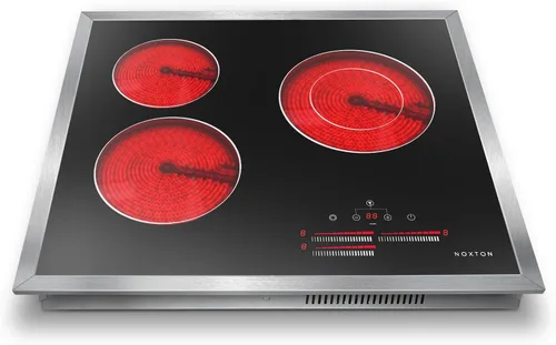 Miniatura 10 de Noxton Placa eléctrica de 2 quemadores, estufa de cerámica radiante de 12 pulgadas 110 V con perilla y control táctil, placa eléctrica incorporada