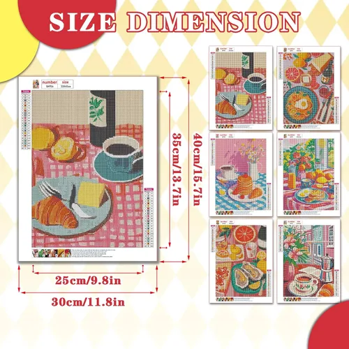 Miniatura 2 de Leatrice Paquete de 6 kits de pintura de diamantes para adultos, kits de arte de diamantes 5D, pinturas de puntos de gemas redondas, taladro