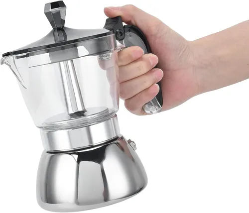 Miniatura 3 de JTLB Cafetera de acero inoxidable para 4 tazas, utensilios de cocina