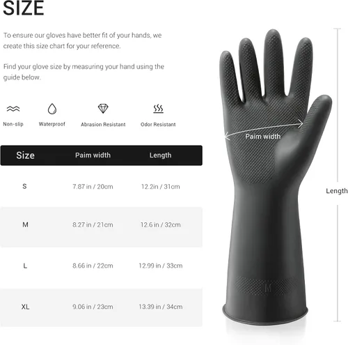 Miniatura 8 de ThxToms 3 pares de guantes de lavado de platos, guantes de limpieza de látex reutilizables para tareas domésticas, cocina, baño, duraderos
