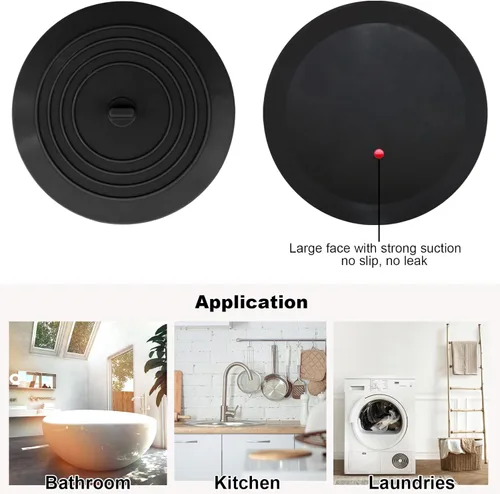Miniatura 2 de V-TOP Tapón de Desagüe de Bañera Paquete de 2, Tapón de Bañera de Silicona de 5 Pulgadas Cubierta de Desagüe de Ducha, Tapón de Bañera Retenedor