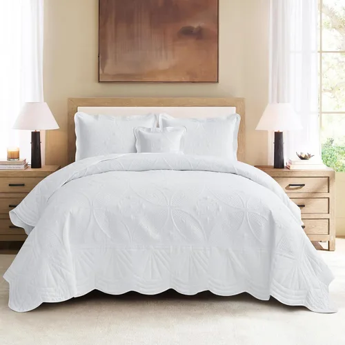Miniatura 13 de DaisyHuang Colcha – Cobertor de cama tamaño completo – Juego de colcha moderno y contemporáneo, costuras reales, reversible, ligero, 5 piezas