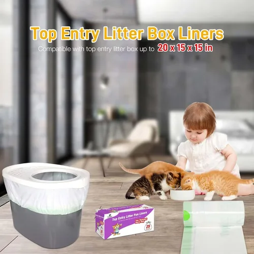 Miniatura 6 de Revestimientos para cajas de arena para gatos compatibles con el modelo de bandejas de arena de entrada superior, resistentes a desgarros, 25 bolsas