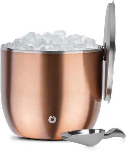 Miniatura 18 de SNOWFOX Cubo de hielo de acero inoxidable con aislamiento al vacío de alta calidad con tapa/pinzas, parte inferior sin goma, accesorios de bar