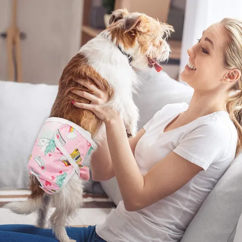 Miniatura 2 de Pet Soft Pañales para perras, paquete de 3 pañales lavables para perras, pañales reutilizables para perritas en período de calor, bragas para perras