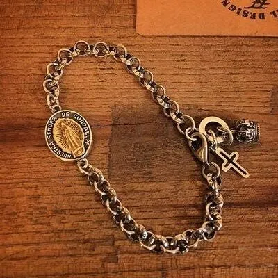 Miniatura 3 de Christian Decor Raven S925 - Pulsera de plata de ley americana de la Virgen María, suministros religiosos