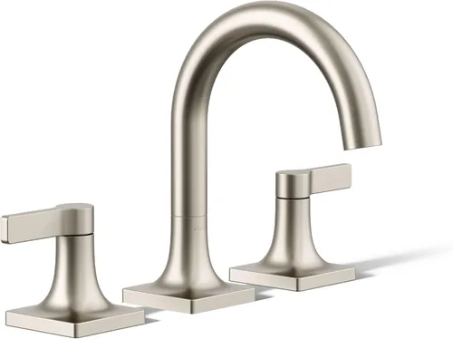 Miniatura 16 de KOHLER K-28125-4N-BL Venza® - Grifo para lavabo de baño, 3 agujeros con dos manijas de palanca y drenaje clicker, 0.5 GPM, negro mate