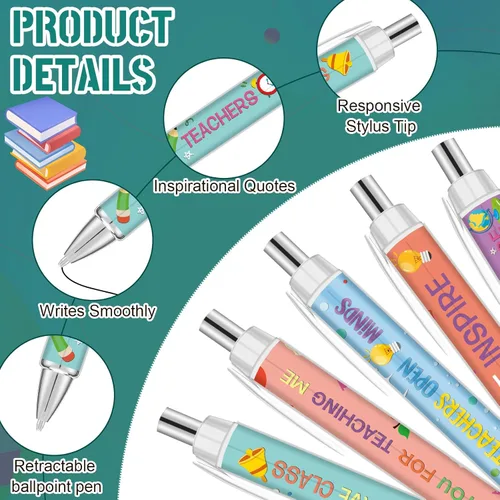 Miniatura 3 de Jutom 72 bolígrafos retráctiles de tinta negra para profesores, regalos de agradecimiento para profesores, regalos de agradecimiento