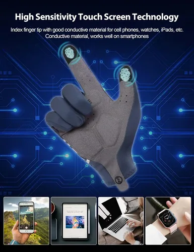 Miniatura 5 de INBIKE Guantes de ciclismo para hombre y mujer, forro polar fino, para pantalla táctil, guantes de bicicleta acolchados para correr, conducir