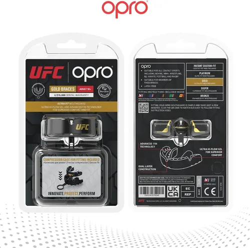 Miniatura 7 de OPRO Gold Level Braces Protector Bucal, Protector Bucal Moldeable para Comodidad y Ajuste para Boxeo, Hockey, MMA, UFC, Fútbol, Protección de Ufc