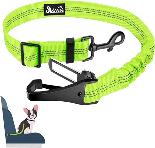 Miniatura 11 de SlowTon Cinturón de seguridad para perro, correa de cinturón de seguridad ajustable para perro, 2 en 1, cinturón de seguridad para perro con Negro