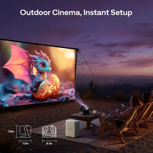Miniatura 5 de Aurzen BOOM - Mini proyector inteligente Google TV con WiFi y Bluetooth, control de voz, modo familiar, audio Dolby de 20 W, enfoque en tiempo real