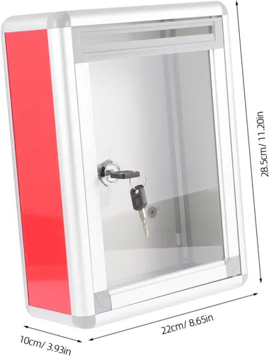Miniatura 9 de Zerodeko Buzón de montaje en pared con bloqueo – Caída de llave para buzón para caja de sugerencias exterior, metal de recepción Pox Letra