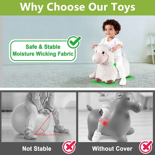 Miniatura 4 de Bouncy Pals Oveja Saltarina, Saltador Inflable de Animales de Granja para Niños y Niñas Pequeños, Juguete de Cordero Saltador para Exteriores