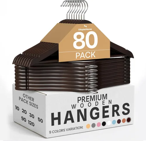 Miniatura 10 de Utopia Home Perchas de madera de alta calidad, paquete de 30 – Percha duradera y delgada – Percha para trajes con gancho giratorio de 360 grados