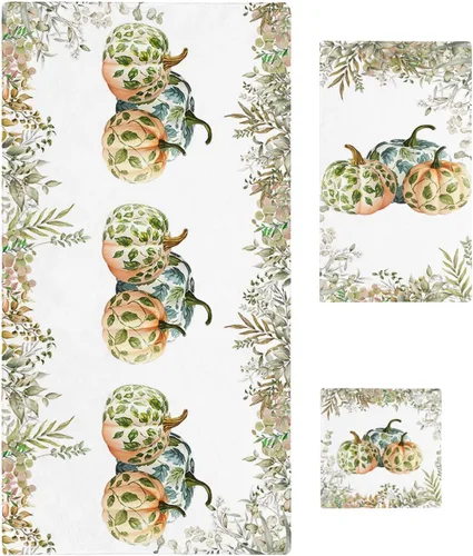 Eucalyptus Pumpkins Bath Towels for Bathroom Set - Luxury Towels Gifts for Women,Dry Beach Kitchen Hand Hair Face Yoga Workout Gym Towel and Dish