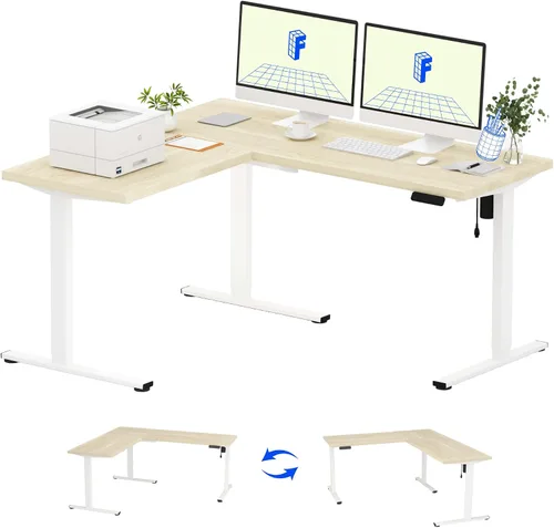 Miniatura 36 de FLEXISPOT Escritorio de pie en forma de L, escritorio de esquina eléctrico de altura ajustable de 63 x 47 pulgadas, estación de trabajo