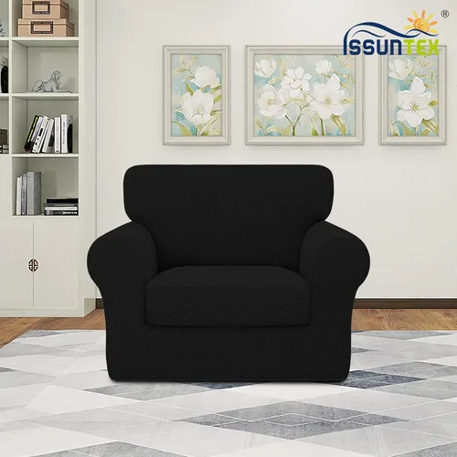 Miniatura 2 de ISSUNTEX 2 Piezas Fundas para Silla y Sofá de Alta Elasticidad Gruesas, Funda Suave para Sofá de 1 Cojín Separado, Tela Jacquard Funda Elástica