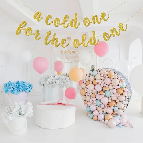 Miniatura 4 de INNORU Cartel "A Cold One for The Old One" – Decoración de fiesta de feliz cumpleaños – Divertido cartel de decoración de fiesta de cumpleaños 50