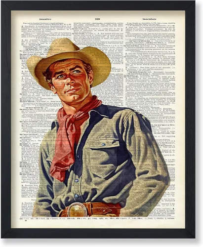 Miniatura 63 de Poster Master Póster de diccionario – Estampado retro de vaquero y caballo – Obra de arte del salvaje oeste – Diseño occidental – Arte moderno