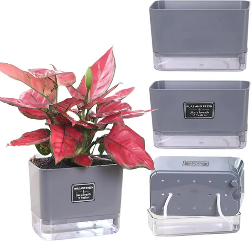 Miniatura 7 de FAMZ Macetas de autorriego para plantas de exterior, paquete de 4, adecuadas para plantas y flores de jardín de interior y exterior, caja de maceta