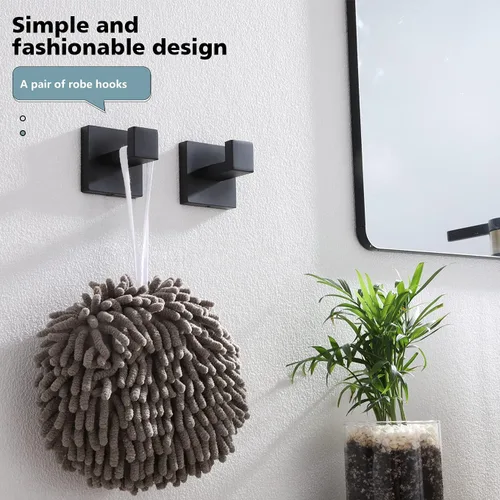 Miniatura 6 de KOKOSIRI Toallero individual de 32 pulgadas, soporte para toallas de baño, gancho cuadrado para bata de baño, gancho para abrigo, montado