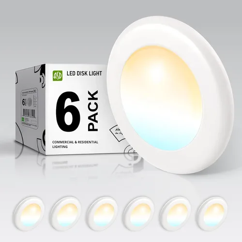 Miniatura 14 de ASD Paquete de 12 luces LED de disco de 6 pulgadas, 15 W 5000 K luz diurna 1300 LM CRI90+, luminaria empotrable regulable de techo, montaje en Blanco