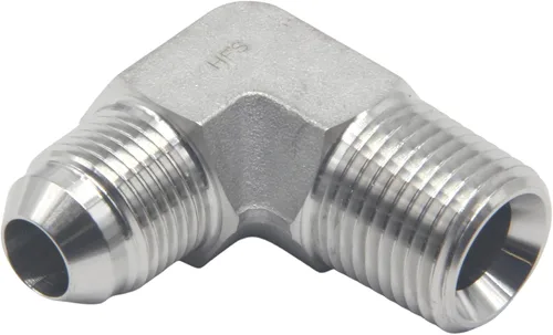 Miniatura 2 de HFS (R) 1/2" macho NPT a 1/2" macho JIC codo 90° Flare tubería de acero inoxidable 304 (1/2" MNPT x 1/2" MJIC)