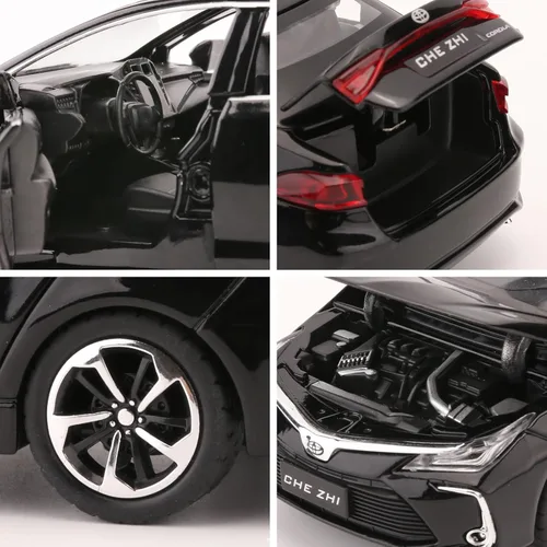Miniatura 5 de BDTCTK Compatible con modelo de coche 1:32 Corolla, coche de juguete de aleación de zinc con sonido y luz que se tira hacia atrás para niños y Negro