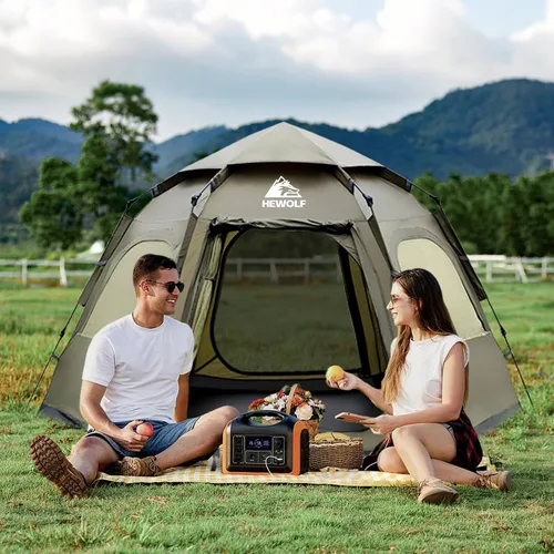 Miniatura 7 de Hewolf Tiendas de campaña para 3-4 personas para camping, tienda instantánea impermeable fácil de desplegar que se instala en 60 segundos