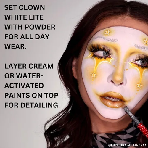 Miniatura 4 de Mehron Makeup Clown White Lite Pintura profesional para la cara y el cuerpo Maquillaje de payaso en crema blanca, escenario, película, cosplay