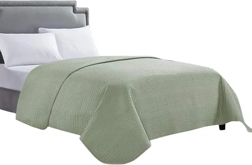 Miniatura 12 de HollyHOME - Colcha de cama acolchada pinsonic con diseño de cuadros súper suave, para cama individual, Blanca, tamaño Twin