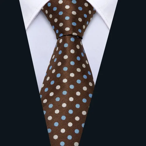 Miniatura 72 de Barry.Wang Corbatas de seda para hombre, diseño de lunares, gemelos cuadrados de bolsillo, gemelos para negocios, boda