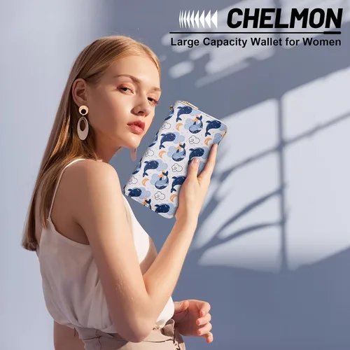 Miniatura 49 de Chelmon - Monedero para mujer de cuero genuino con bloqueo de señal RFID, para tarjetas de crédito