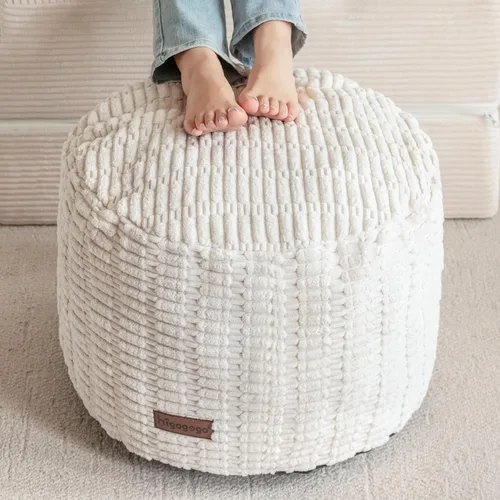 Miniatura 11 de HIGOGOGO Puf otomano relleno redondo moderno relleno de espuma pufs para sala de estar, silla, decorativo, 20 x 15 pulgadas, taburete bohemio Gris